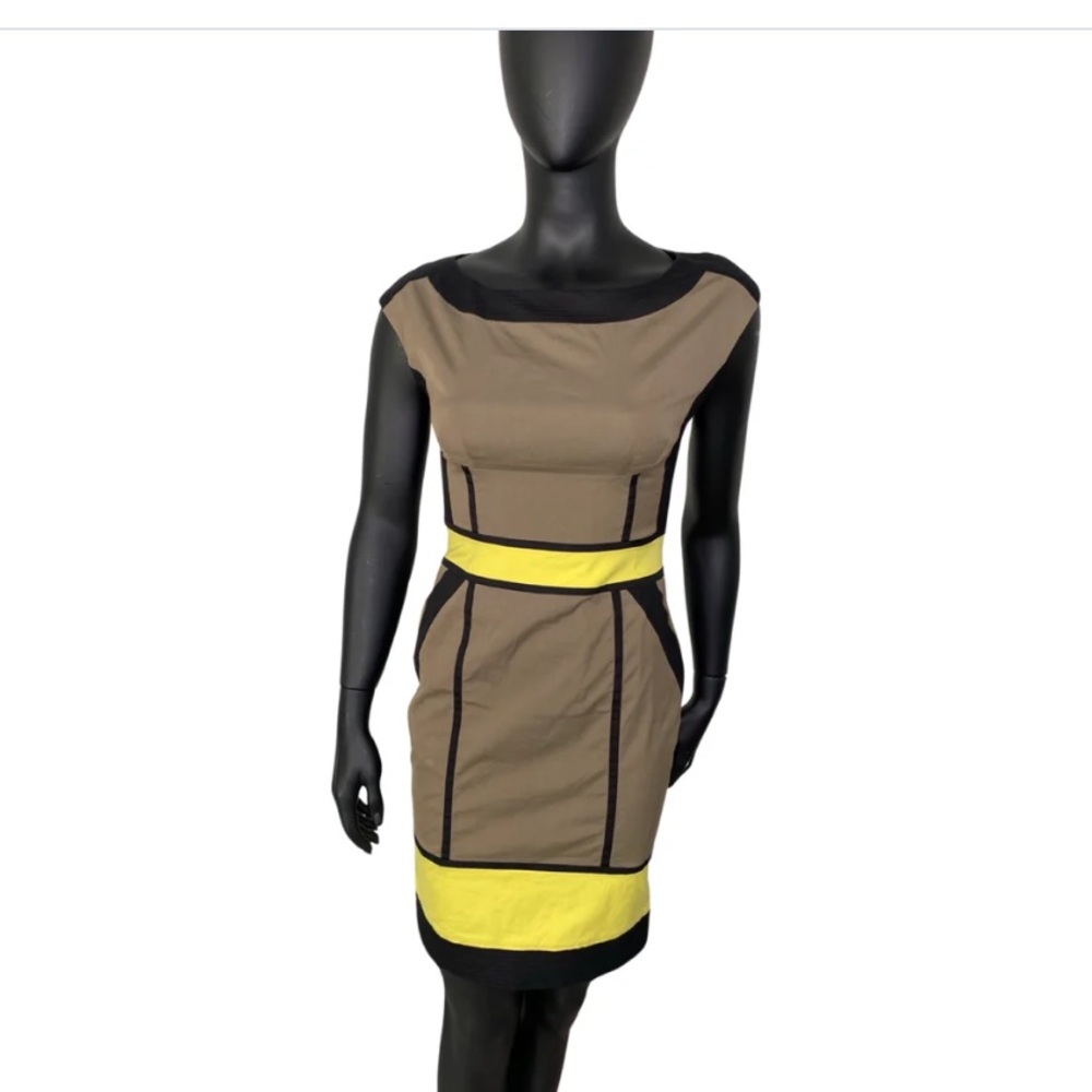 Karen Millen Brown and Yellow  Dress